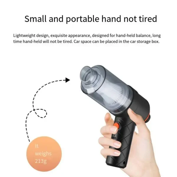 5500Pa Mini Car Vacuum Cleaner – Rechargeable, Super Suction, High-Quality Handheld & Portable - Image 4