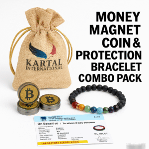 Wealth Magnet Coin & Evil eye Protection Bracelet Combo | Attract Money, Prosperity & Success | Best Gift combo for your loved ones | Unisex