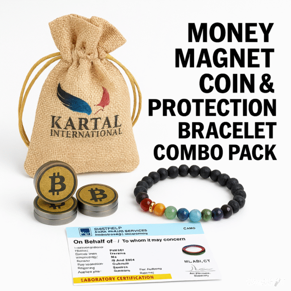 Wealth Magnet Coin & Evil eye Protection Bracelet Combo | Attract Money, Prosperity & Success | Best Gift combo for your loved ones | Unisex